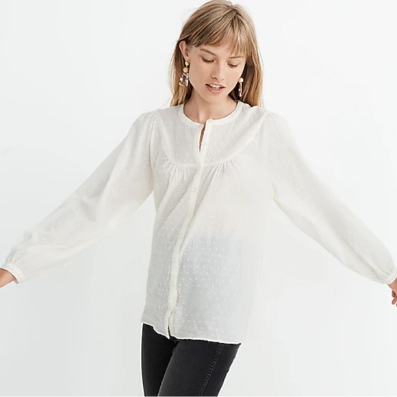 Madewell Balloon-Sleeve Peasant Top in Clipdot - Picture 2 of 12